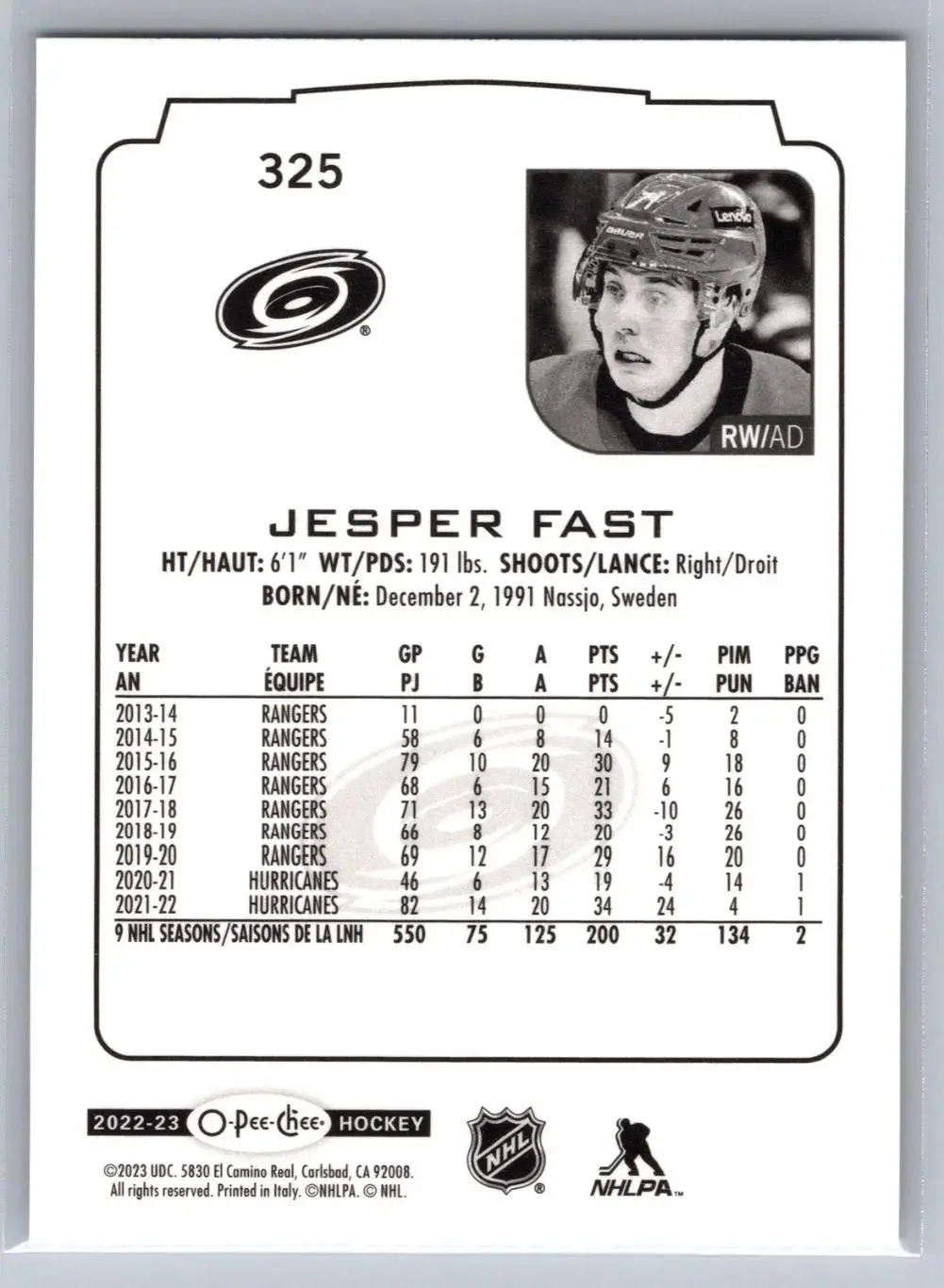 2022-23 O-Pee-Chee - [Base] #325 Jesper Fast 1