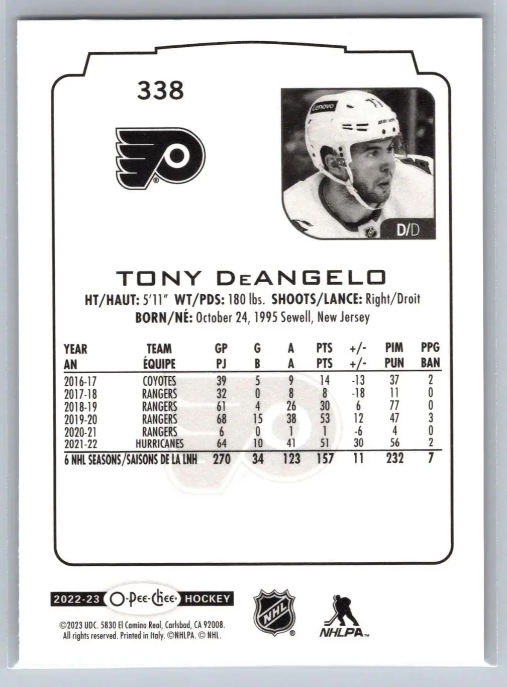 2022-23 O-Pee-Chee - [Base] #338 Tony DeAngelo 1