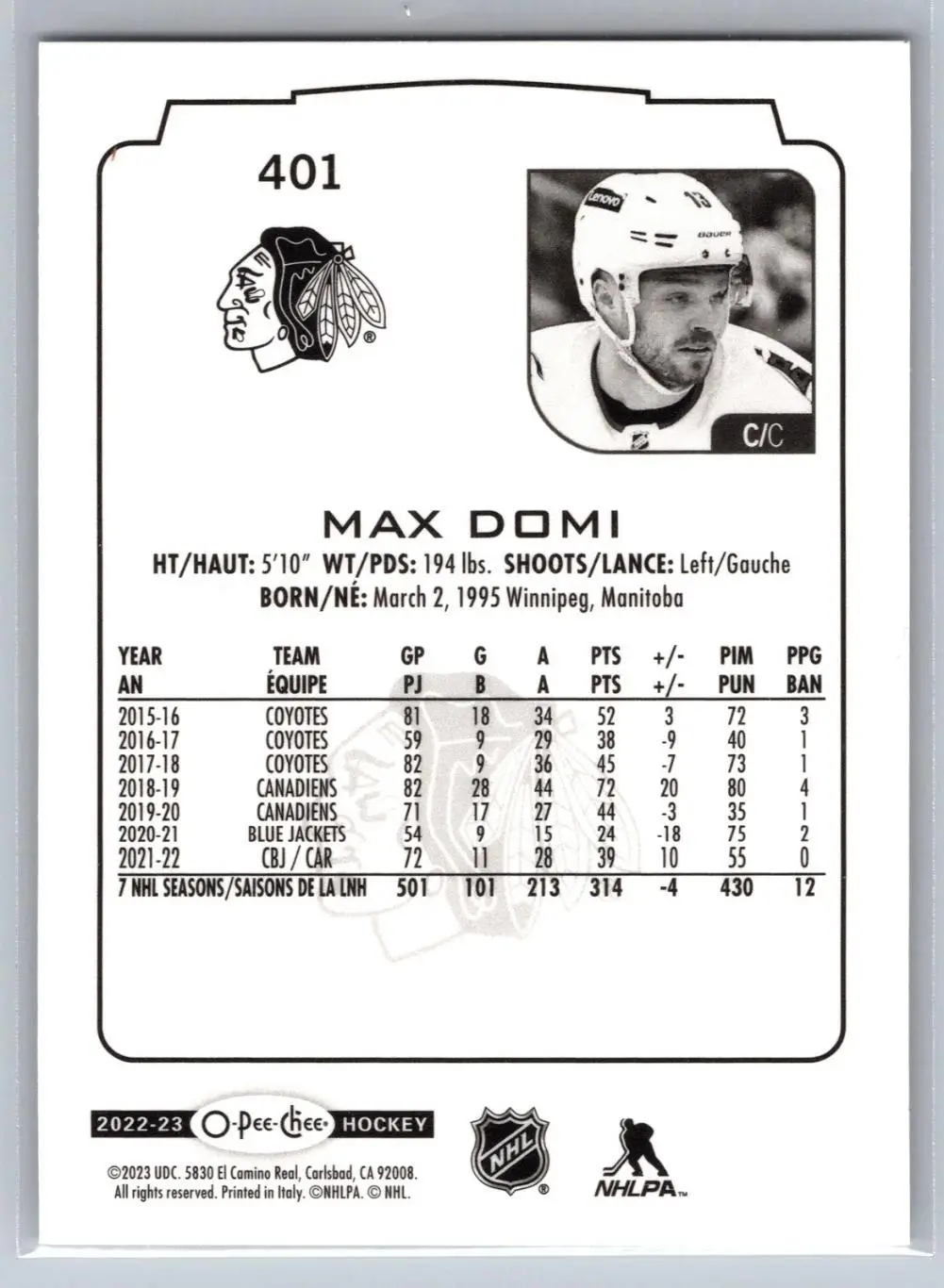 2022-23 O-Pee-Chee #401 Max Domi 1