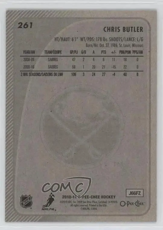 2010-11 O-Pee-Chee - [Base] #261 Chris Butler 1
