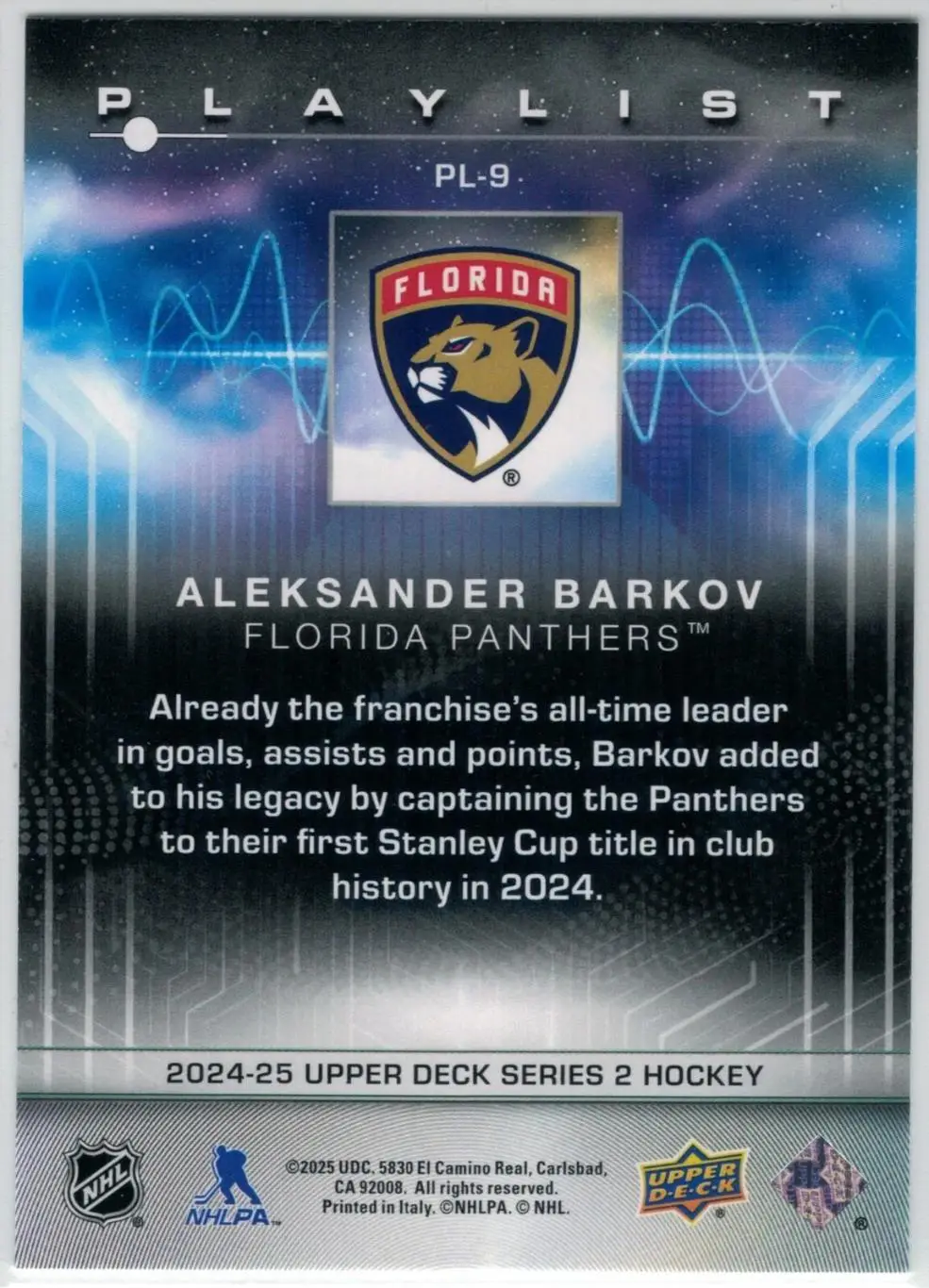 2024-25 Upper Deck Series 2 - Playlist - Speckle #PL-9 Aleksander Barkov 1