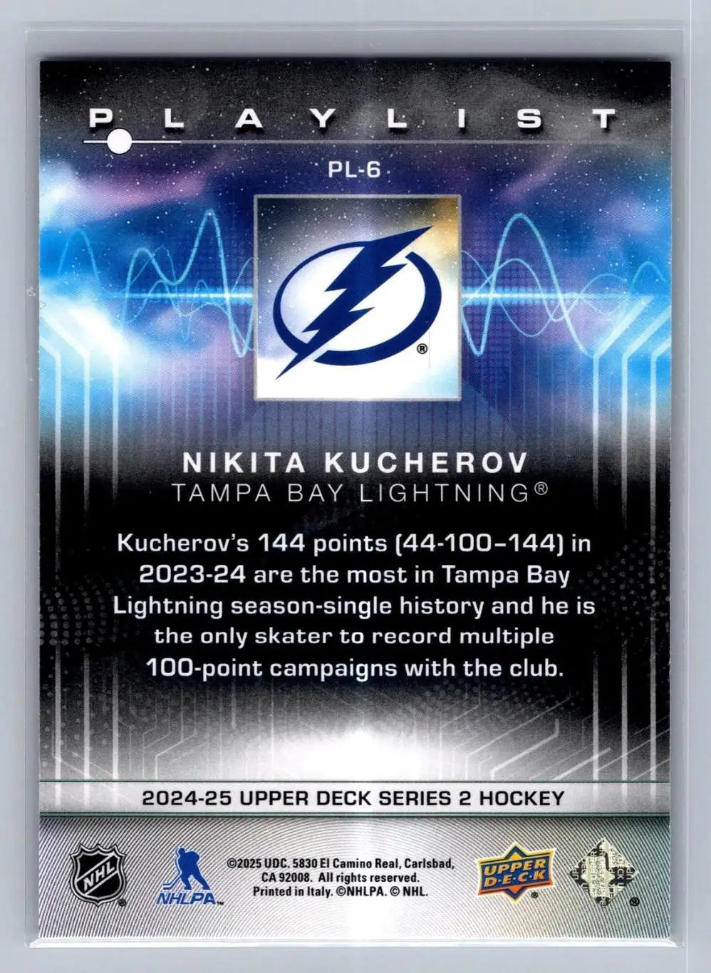2024-25 Upper Deck Series 2 - Playlist #PL-6 Nikita Kucherov 1