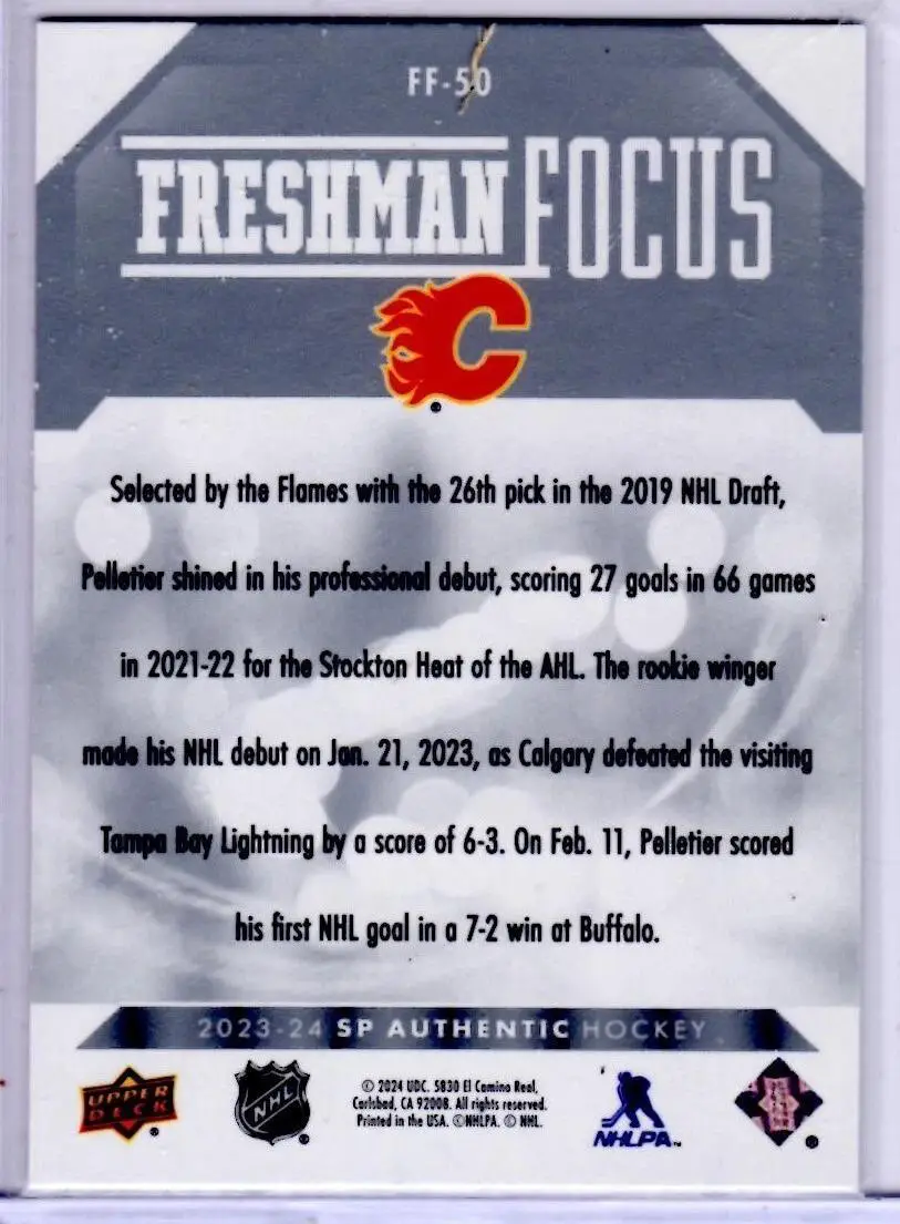 2023-24 SP Authentic - Freshman Focus #FF-50 Jakob Pelletier 1