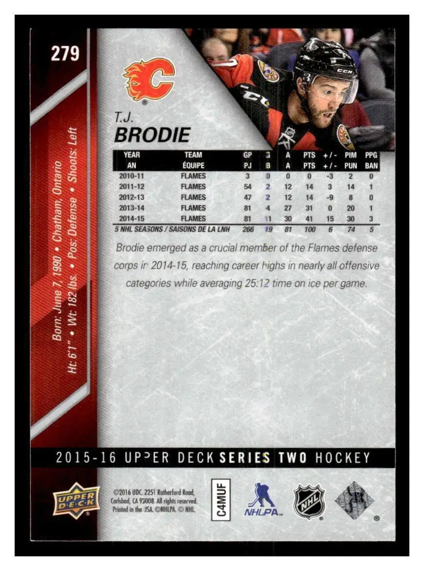 2015-16 Upper Deck - [Base] #279 T.J. Brodie 1