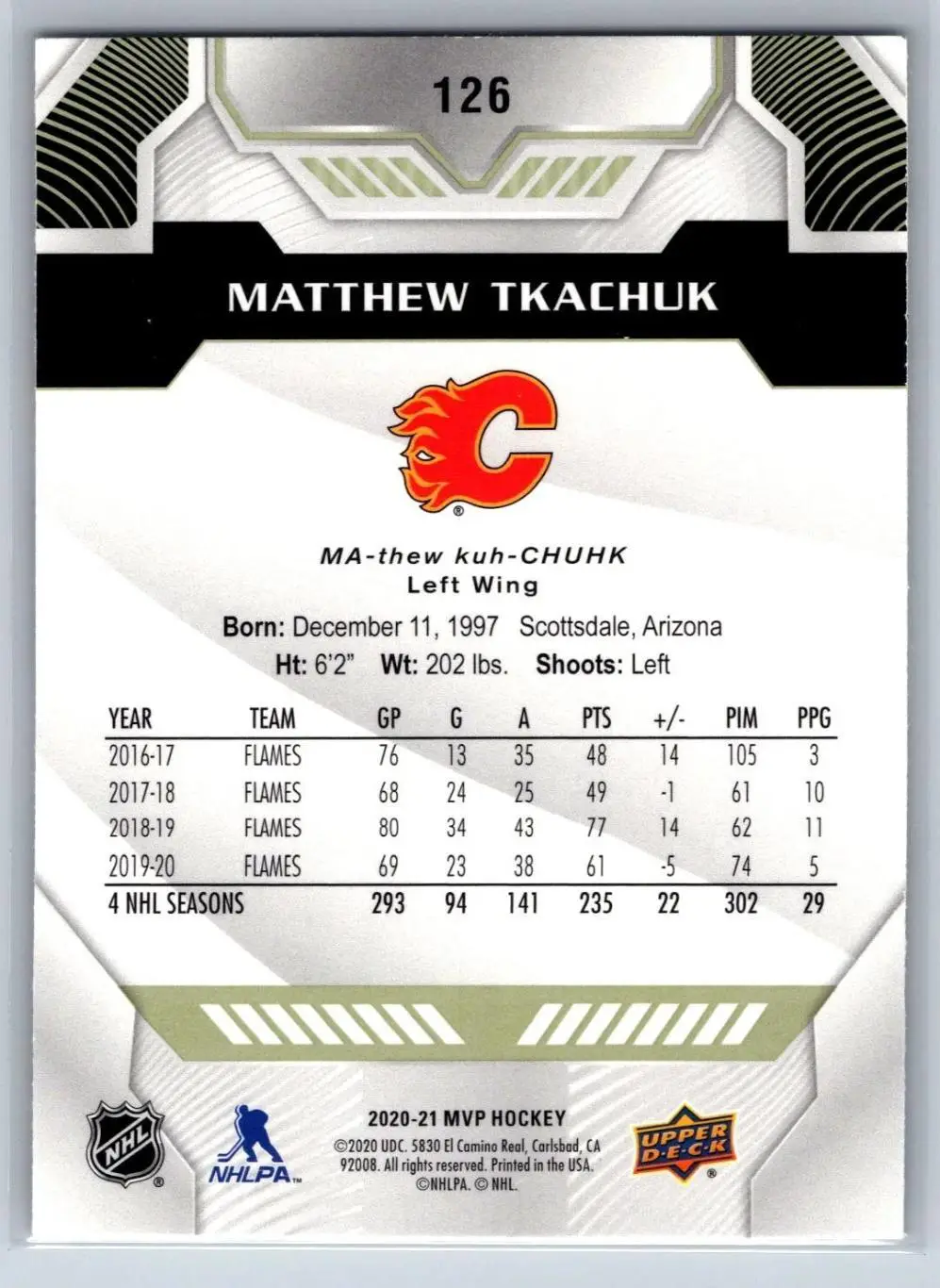 2020-21 Upper Deck MVP - [Base] #126 Matthew Tkachuk 1