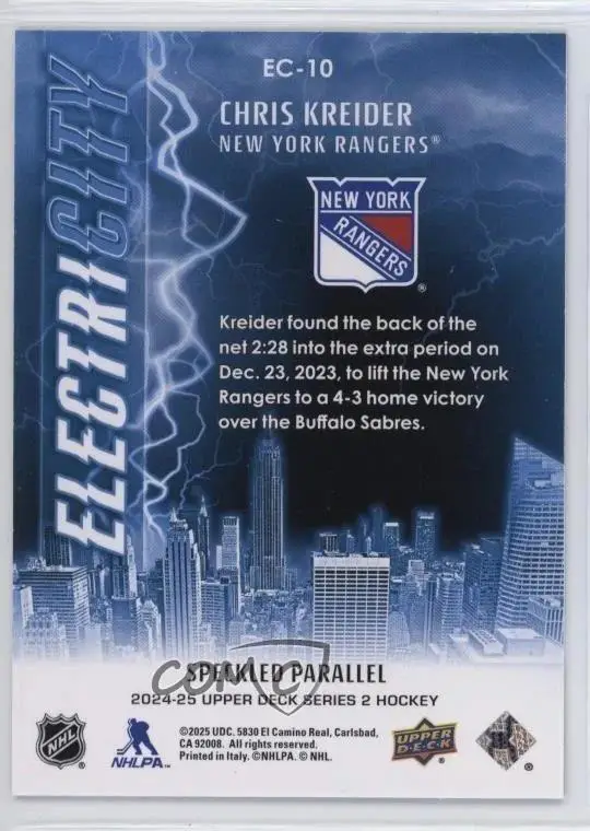 2024-25 Upper Deck Series 2 - ElectriCITY #EC-10 Chris Kreider 1