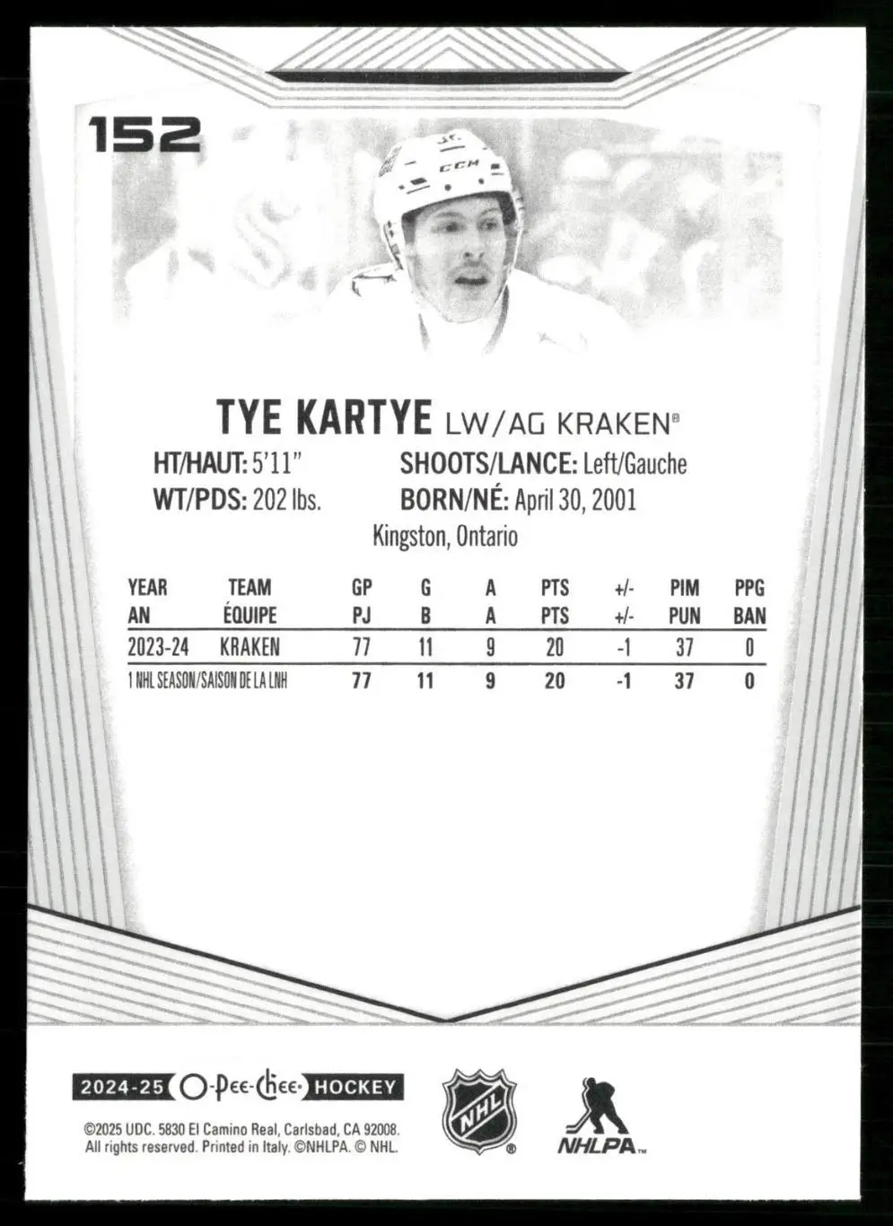 2024-25 O-Pee-Chee - [Base] #152 Tye Kartye 1