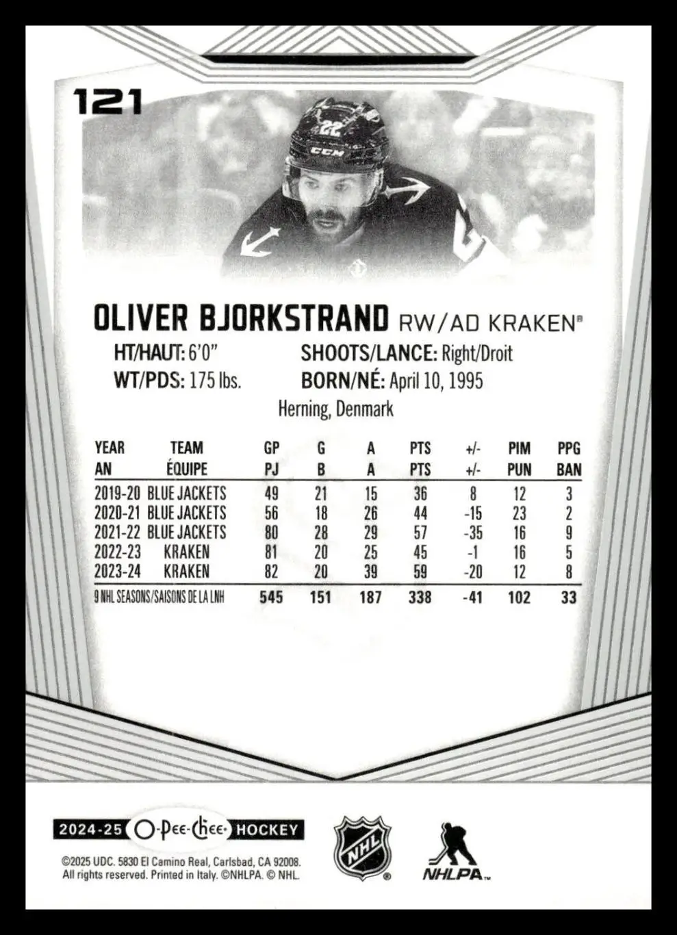 2024-25 O-Pee-Chee - [Base] #121 Oliver Bjorkstrand 1