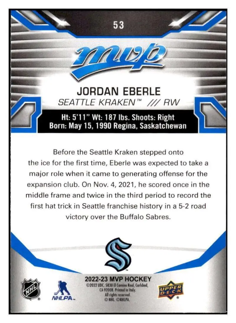 2022-23 Upper Deck MVP - [Base] - #53 Jordan Eberle 1