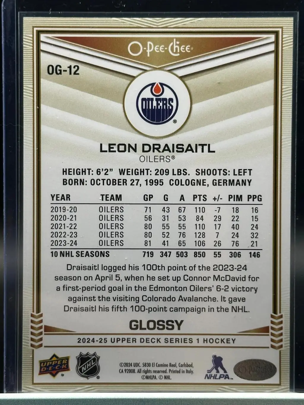 2024-25 Upper Deck Series 1 - O-Pee-Chee Glossy #OG-12 Leon Draisaitl 1