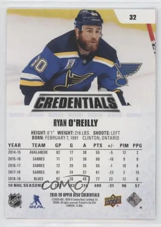 2019-20 Upper Deck Credentials - [Base] #32 Ryan O'Reilly 1