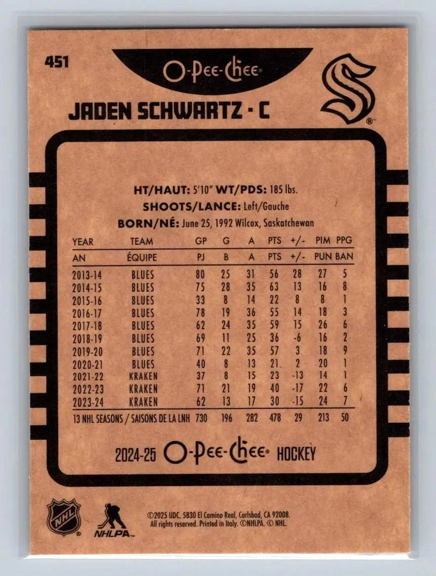 2024-25 O-Pee-Chee - [Base] - Retro #451 Jaden Schwartz 1