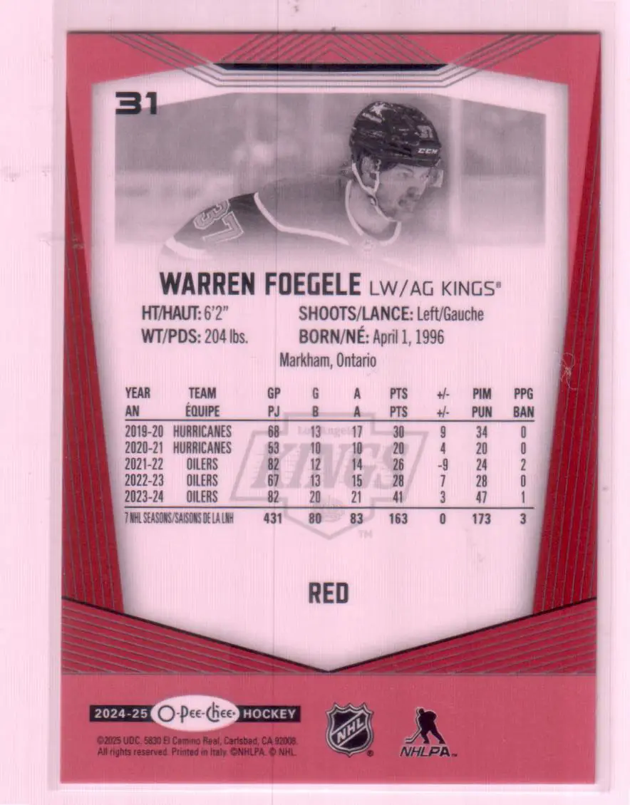 2024-25 O-Pee-Chee - [Base] - Red Border #31 - Warren Foegele 1