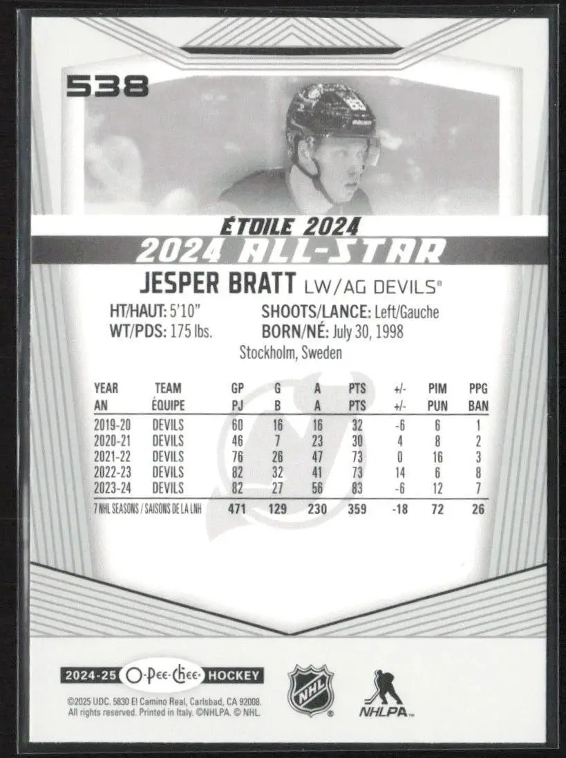 2024-25 O-Pee-Chee - [Base] #538 All-Stars - Jesper Bratt 1
