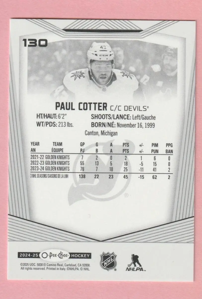 2024-25 O-Pee-Chee - [Base] #130 Paul Cotter 1