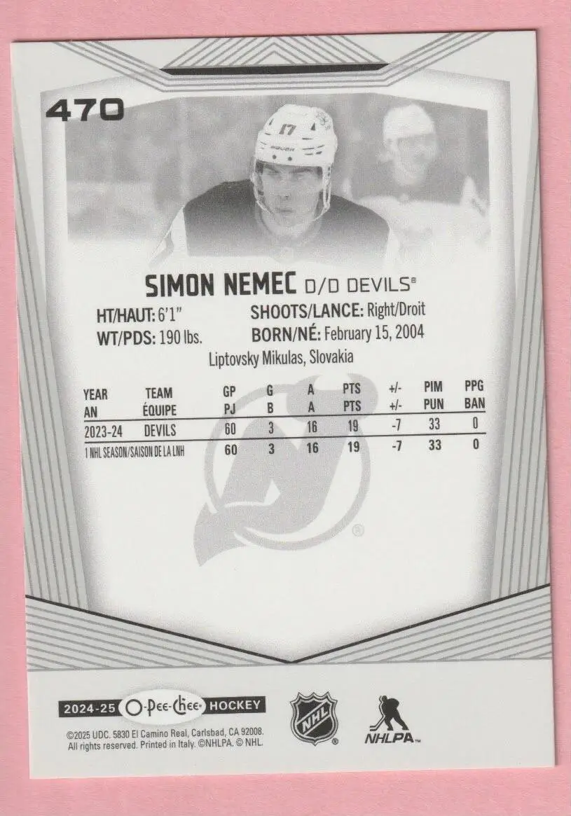 2024-25 O-Pee-Chee - [Base] #470 Simon Nemec 1