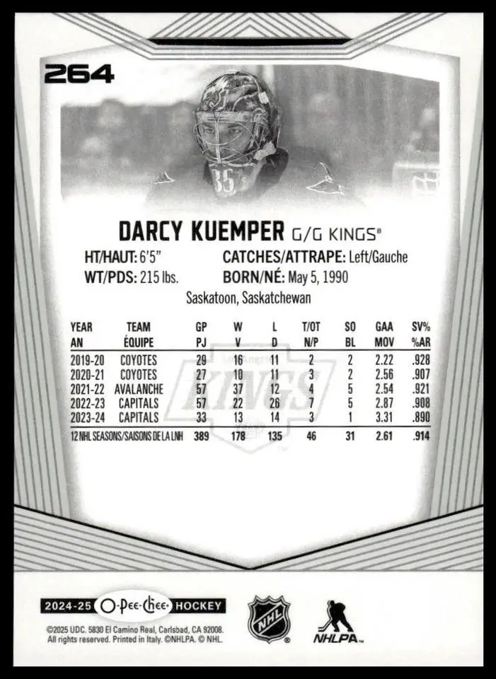 2024-25 O-Pee-Chee - [Base] #264 Darcy Kuemper 1