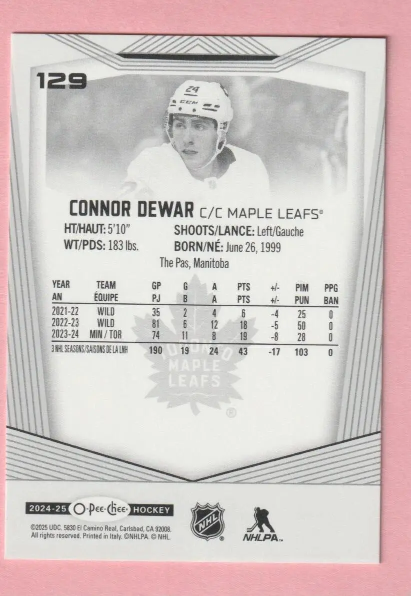 2024-25 O-Pee-Chee - [Base] #129 Connor Dewar 1