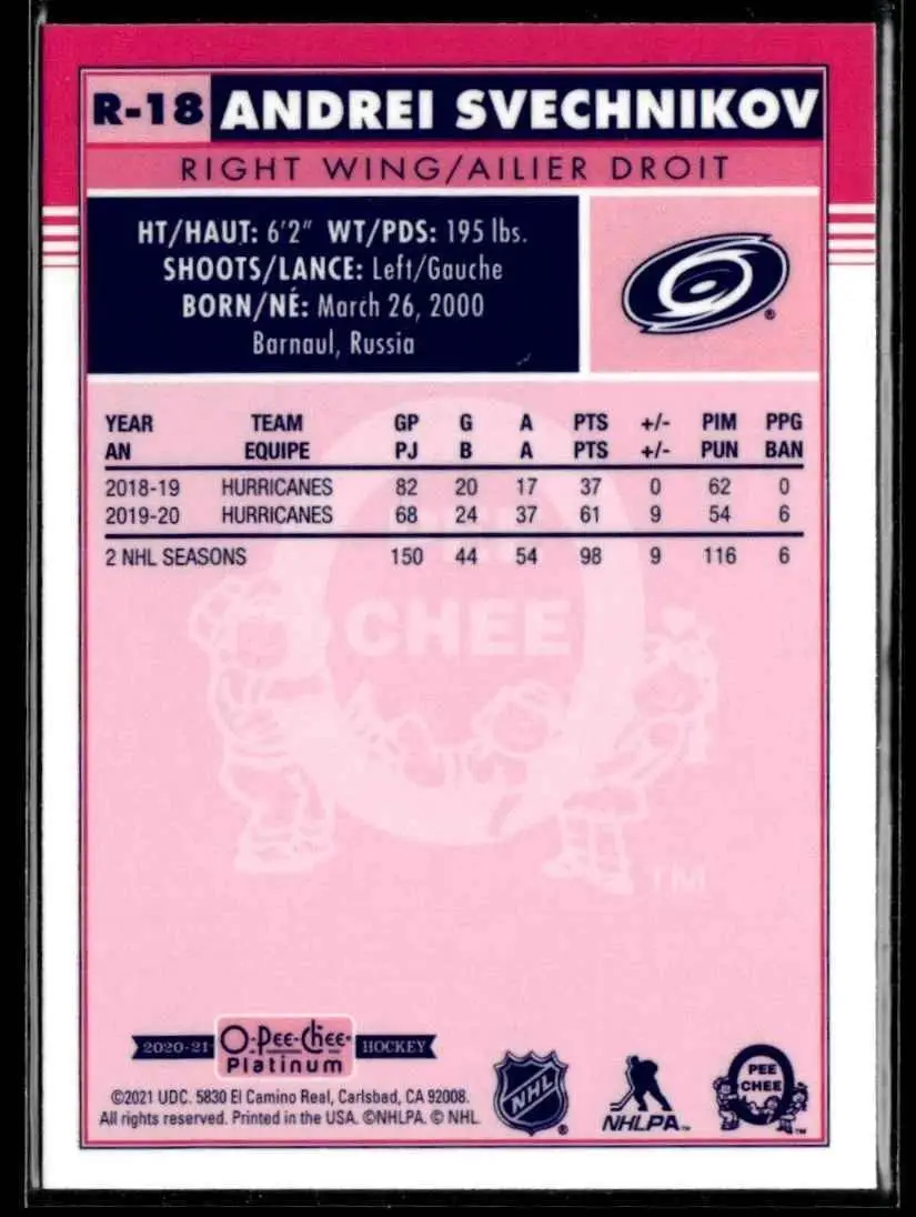 2020-21 O-Pee-Chee Platinum - Retro #R-18 Andrei Svechnikov 1
