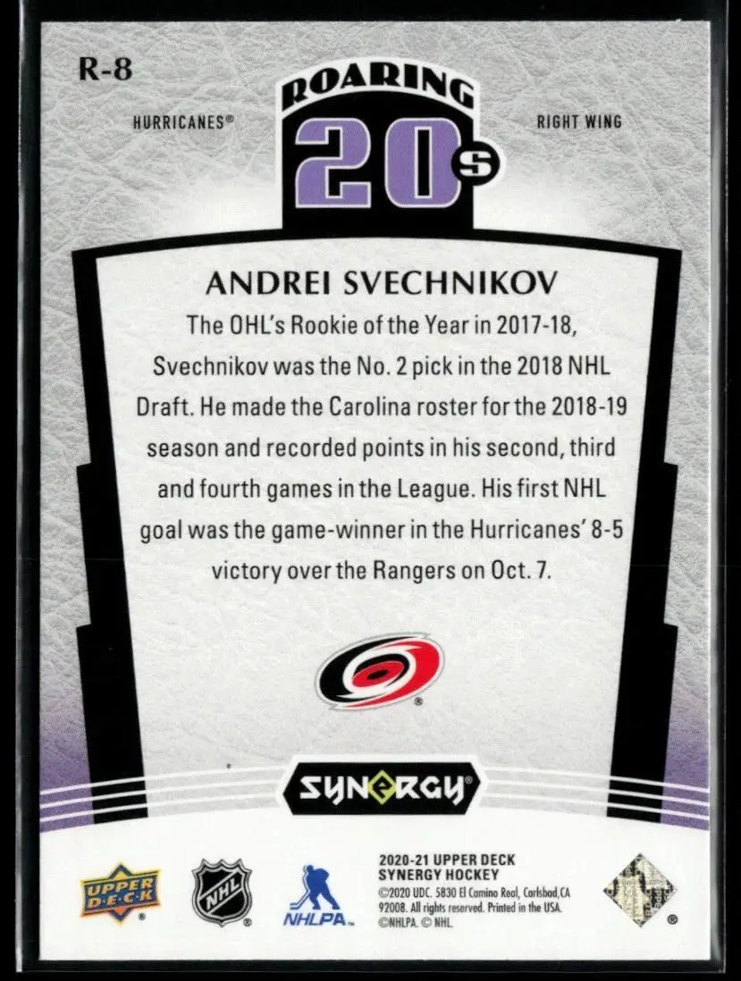 2020-21 Upper Deck Synergy - Roaring 20s #R-8 Andrei Svechnikov 1