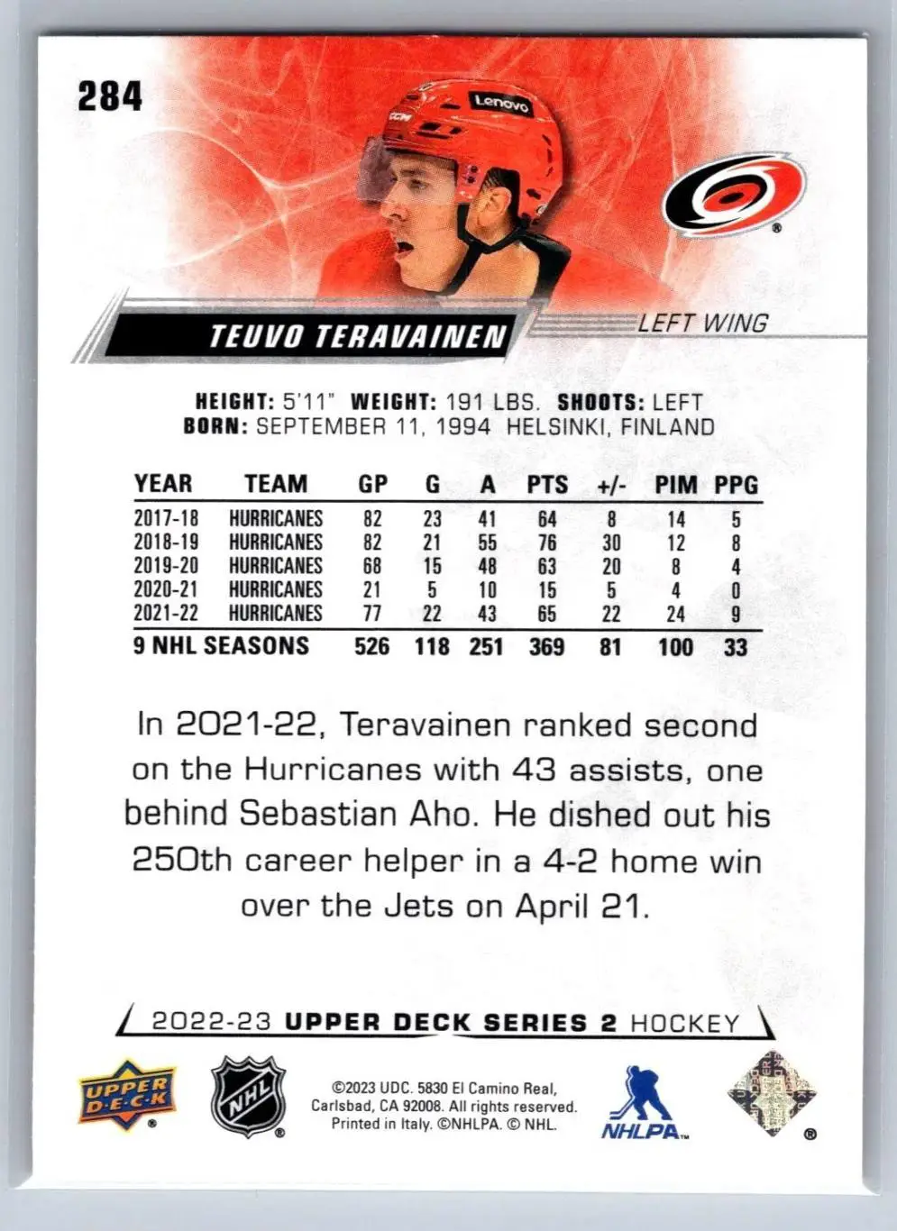 2022-23 Upper Deck #284 Teuvo Teravainen 1