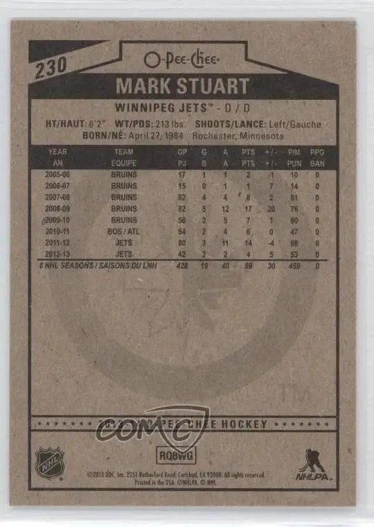 2013-14 O-Pee-Chee #230 Mark Stuart 1