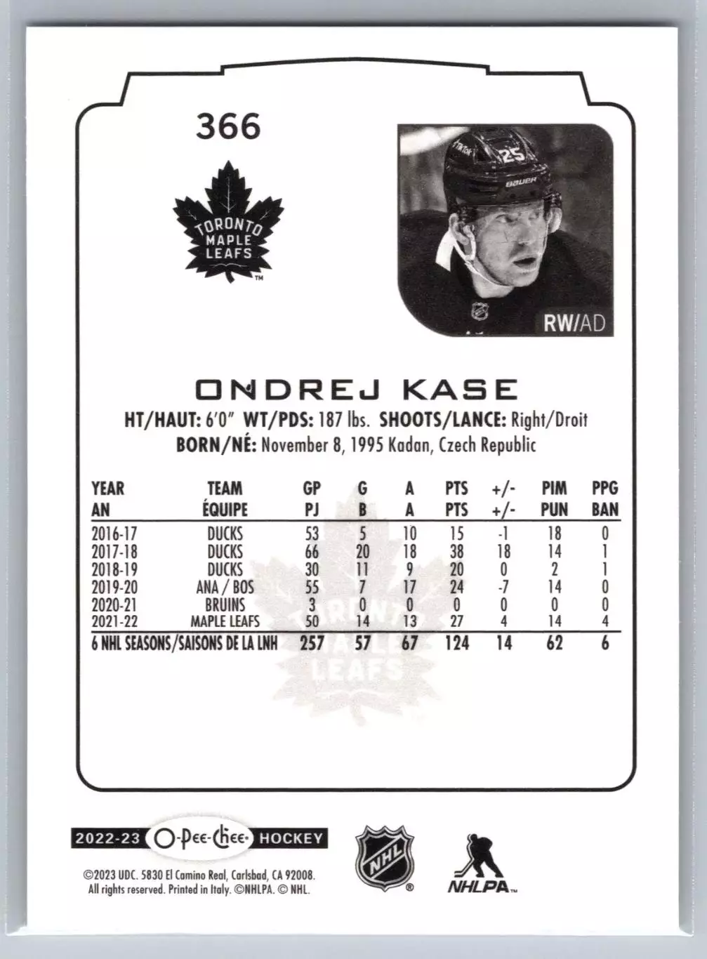 2022-23 O-Pee-Chee #366 Ondrej Kase 1