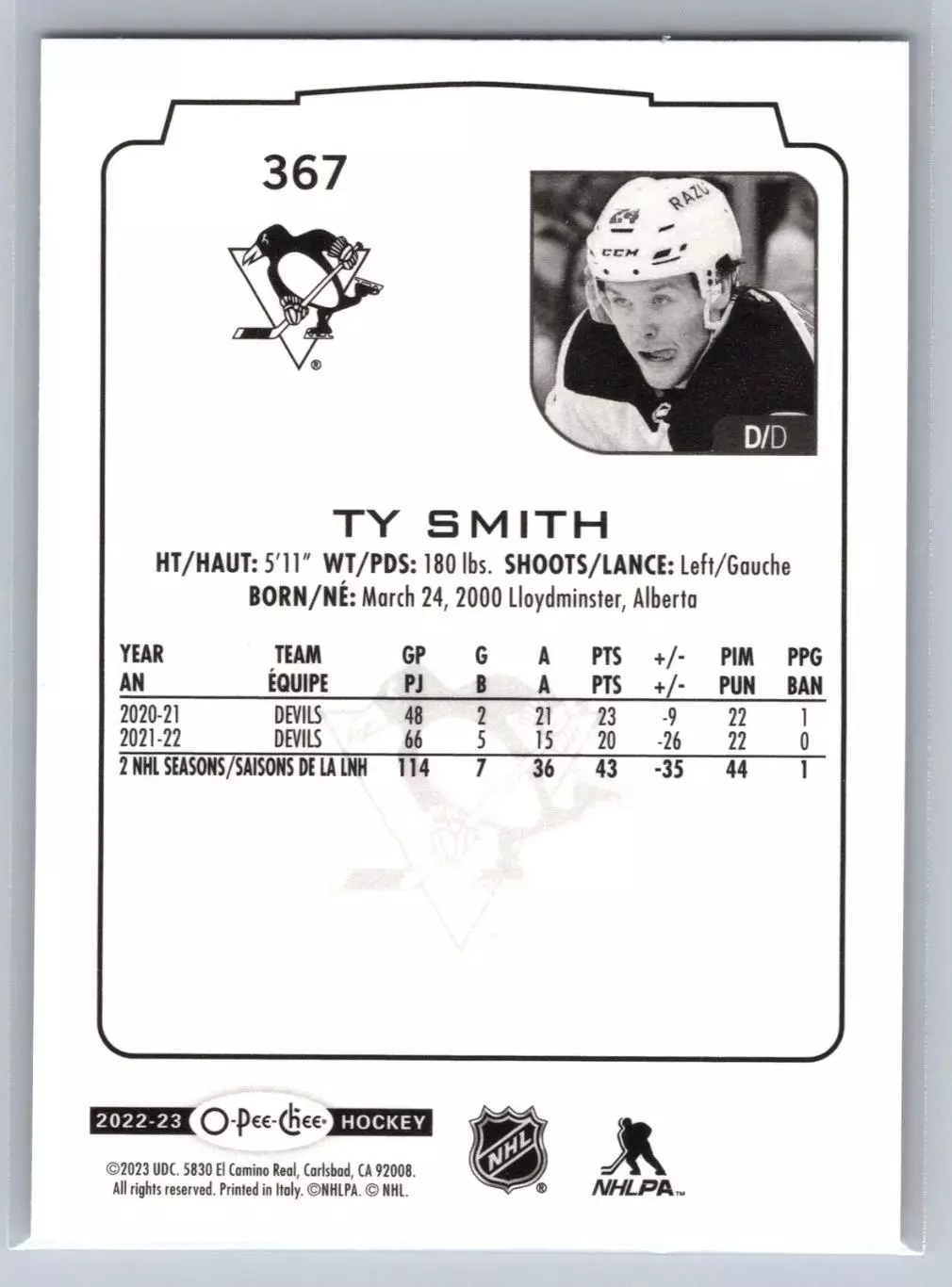 2022-23 O-Pee-Chee #367 Ty Smith 1