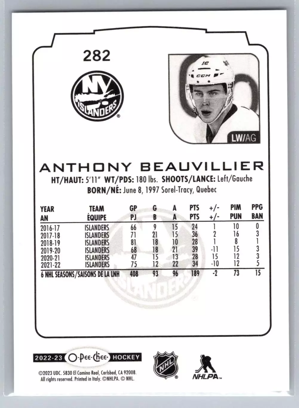 2022-23 O-Pee-Chee #282 Anthony Beauvillier 1