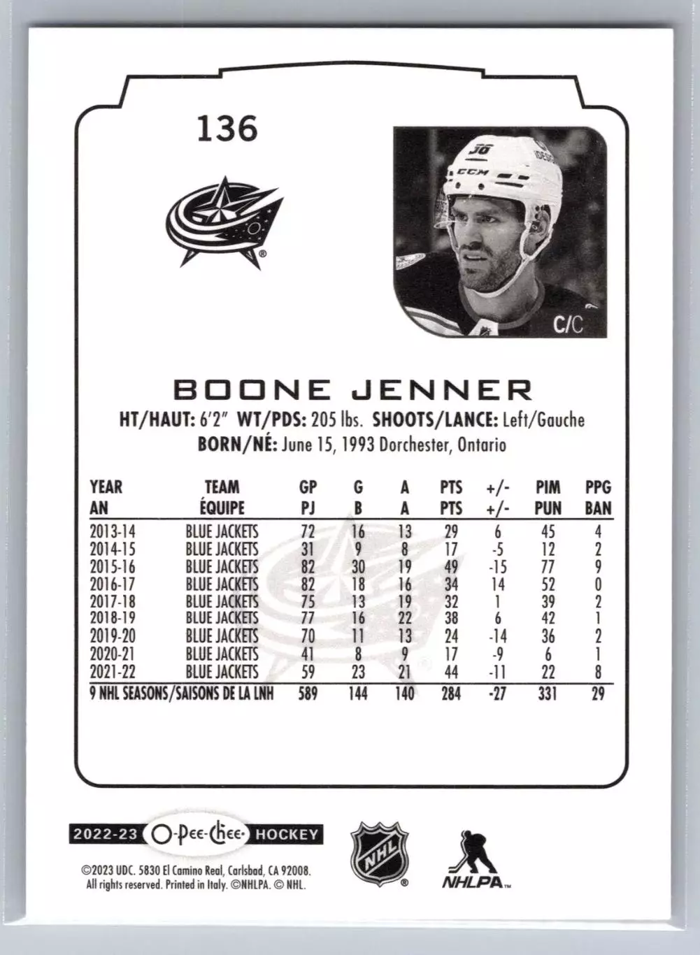 2022-23 O-Pee-Chee #136 Boone Jenner 1