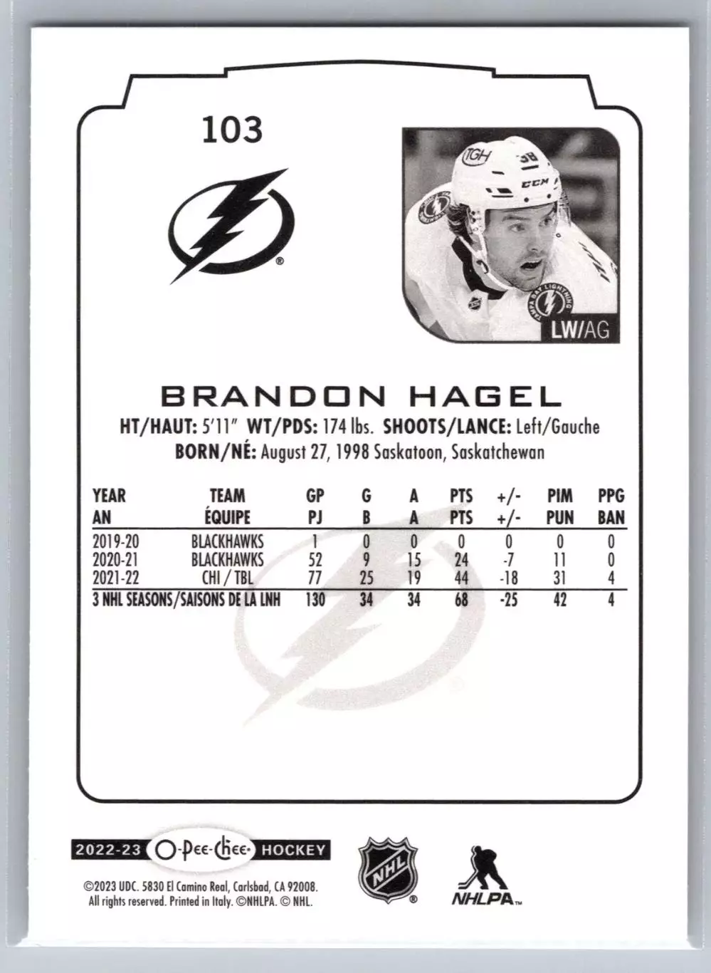 2022-23 O-Pee-Chee #103 Brandon Hagel 1