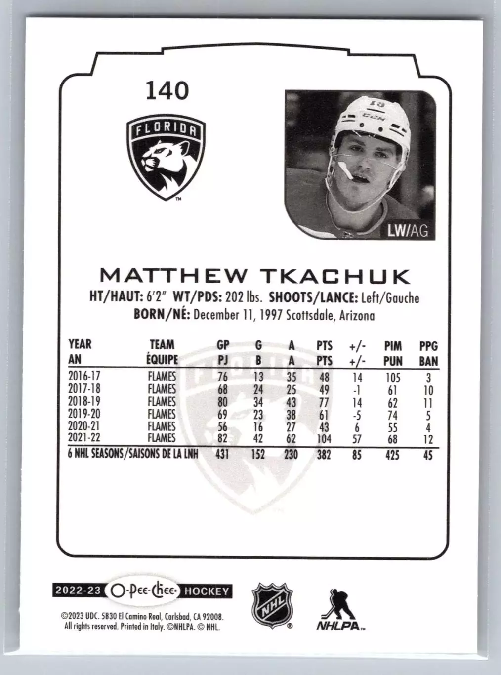 2022-23 O-Pee-Chee #140 Matthew Tkachuk 1
