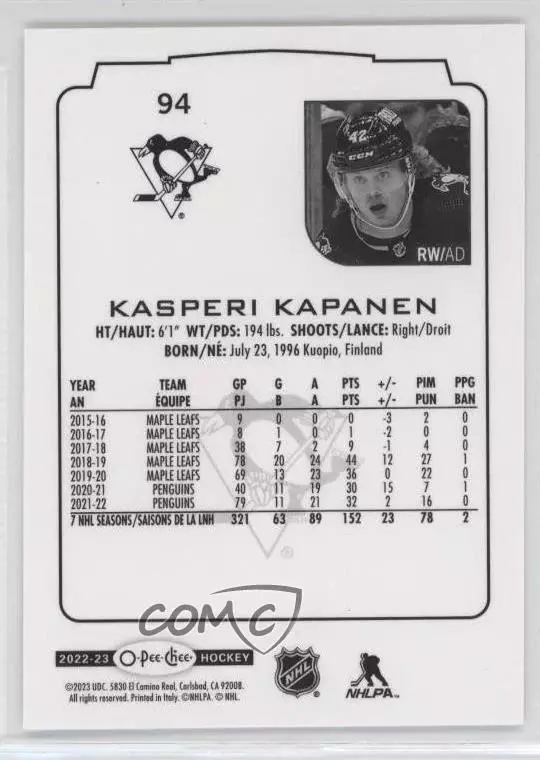 2022-23 O-Pee-Chee #94 Kasperi Kapanen 1