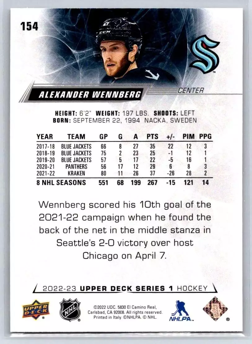2022-23 Upper Deck #154 Alexander Wennberg 1