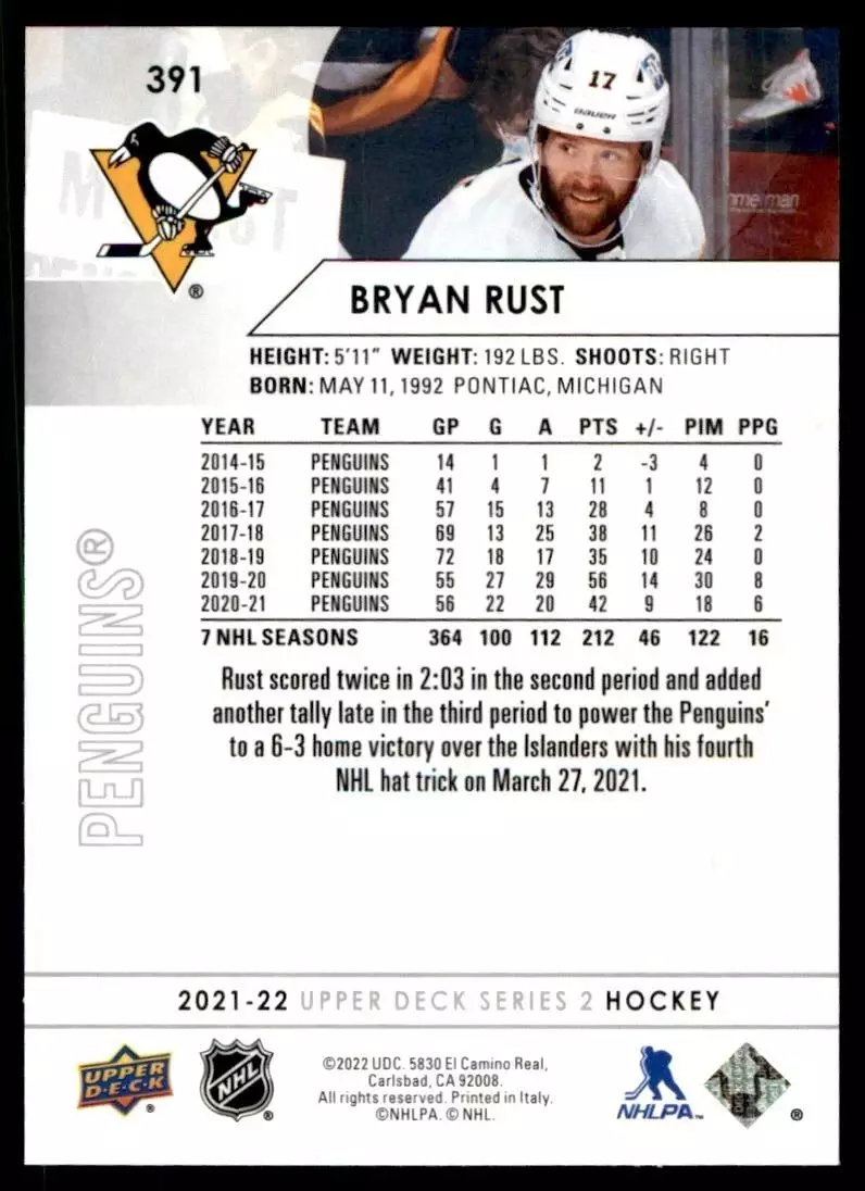 2021-22 Upper Deck #391 Bryan Rust 1
