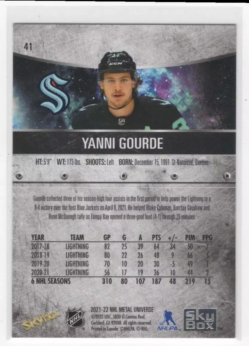 2021-22 Metal Universe #41 Yanni Gourde 1