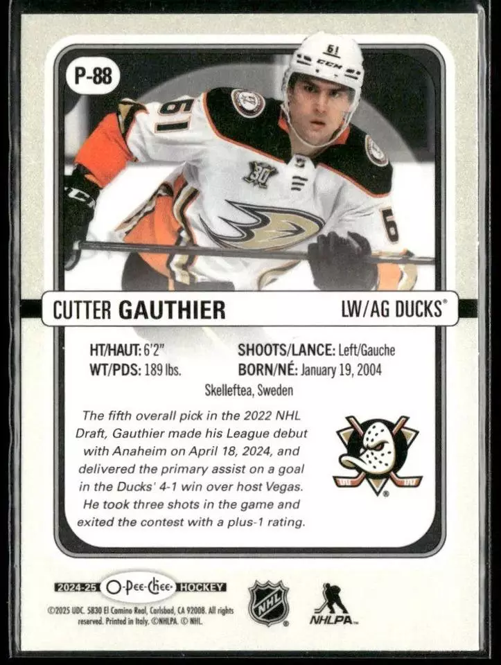 2024-25 O-Pee-Chee OPC Premier #P88 Cutter Gauthier 1
