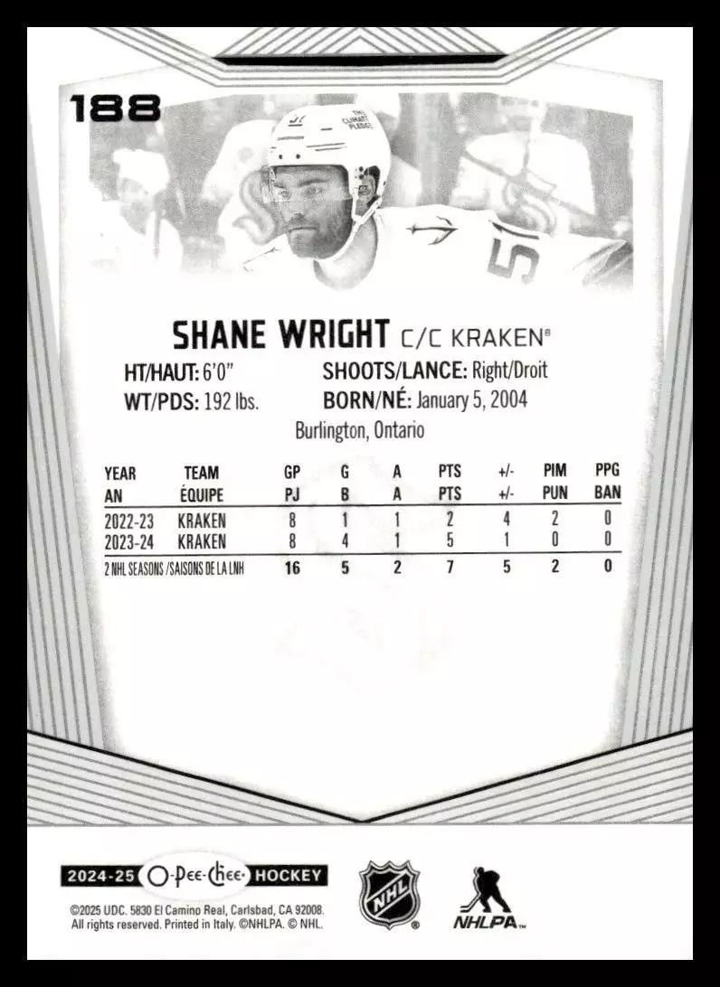 2024-25 O-Pee-Chee #188 Shane Wright 1