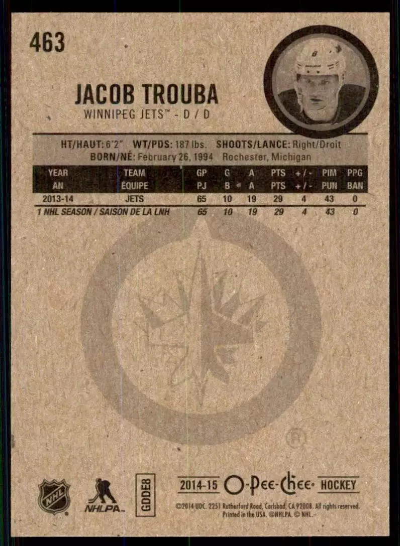 2014-15 O-Pee-Chee #463 Jacob Trouba 1