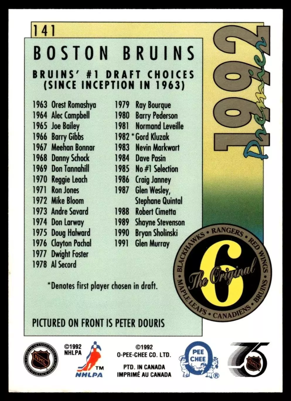 1991-92 OPC Premier #141 Peter Douris ORIG6 1