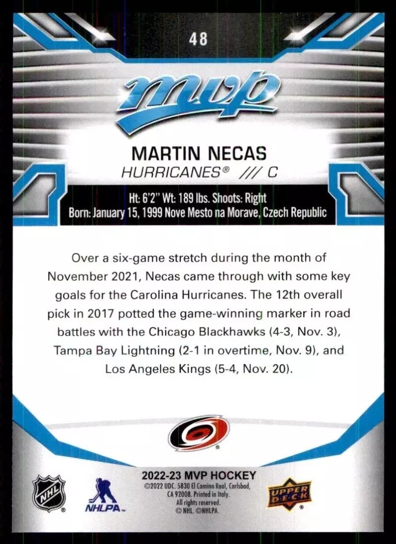 2022-23 Upper Deck MVP #48 Martin Necas 1