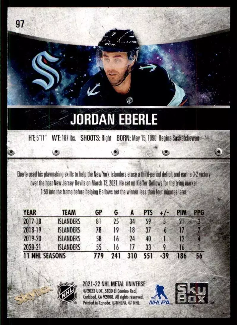 2021-22 Metal Universe #97 Jordan Eberle 1