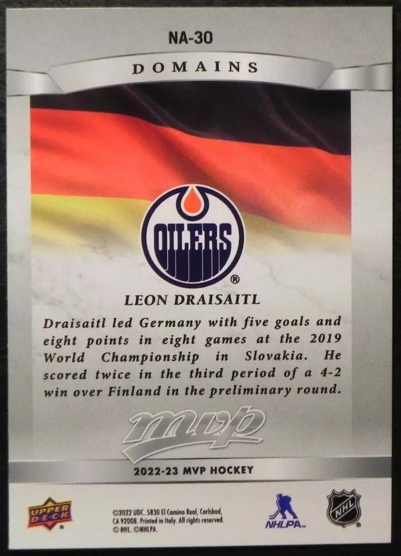 2022-23 Upper Deck MVP Domains #NA30 Leon Draisaitl 1