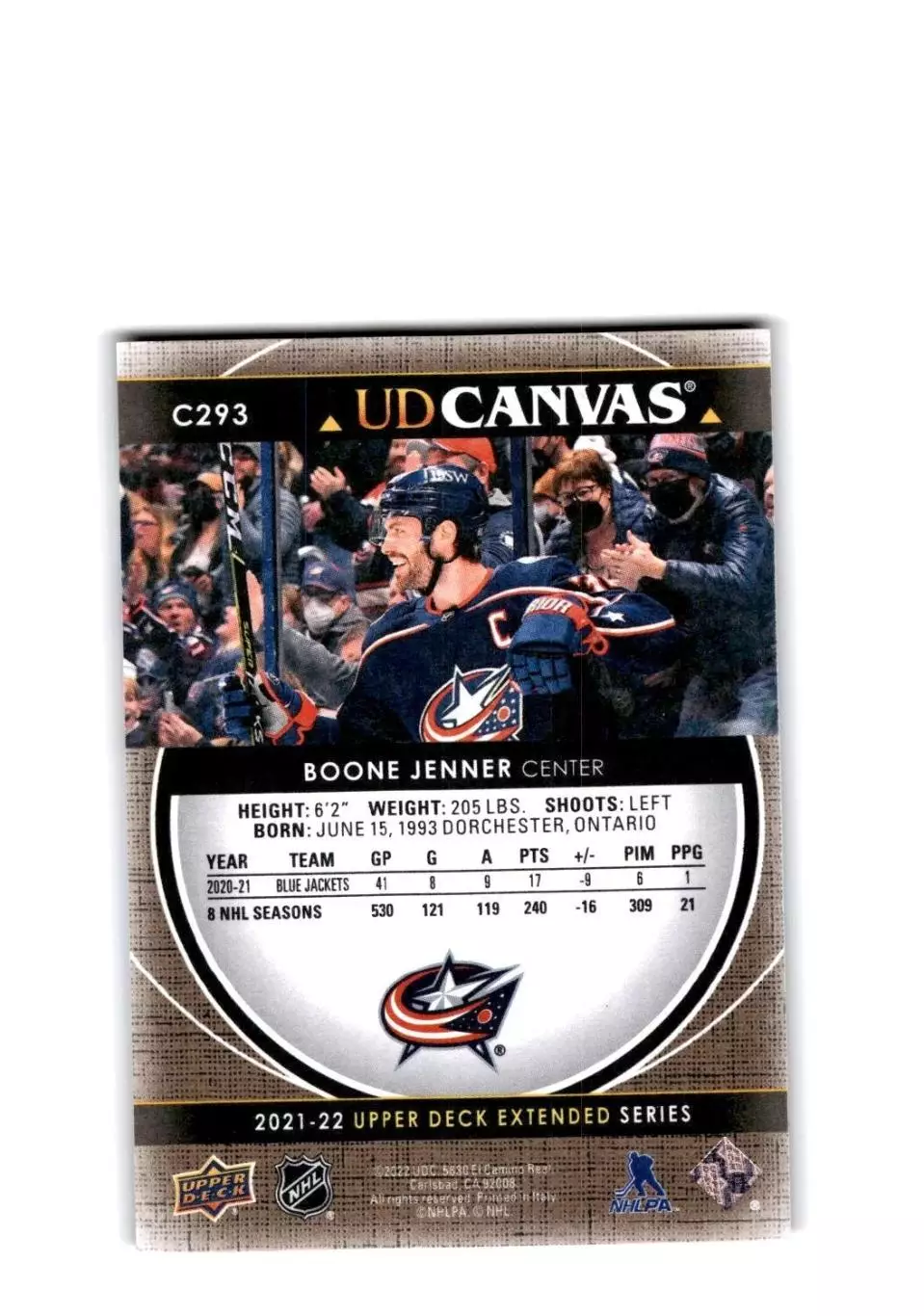 2021-22 Upper Deck Canvas #C293 Boone Jenner 1