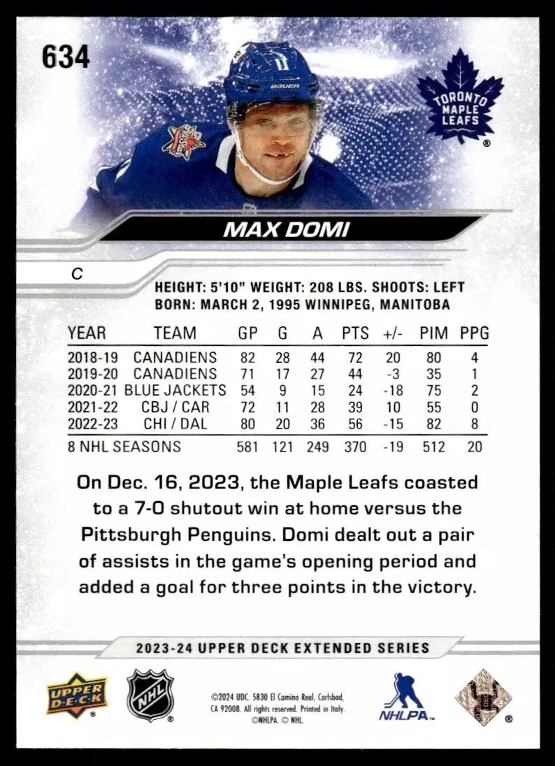 2023-24 Upper Deck #634 Max Domi 1