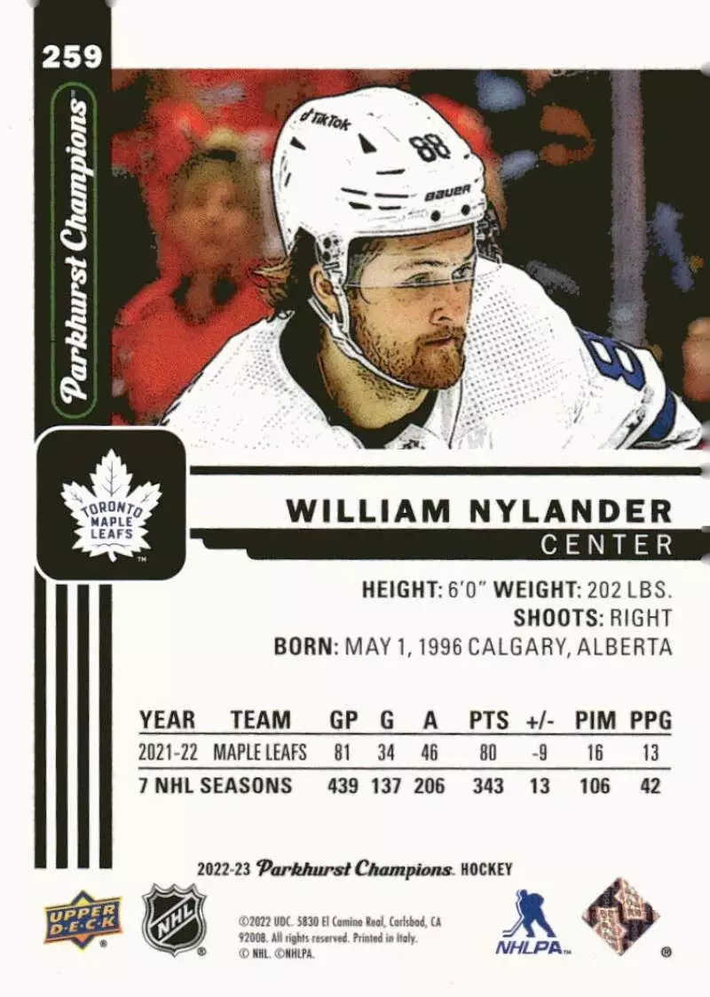 2022-23 Parkhurst Champions #259 William Nylander 1