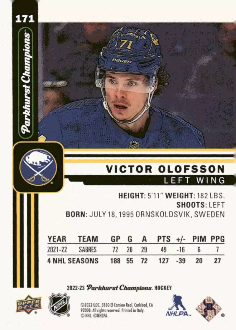 2022-23 Parkhurst Champions #171 Victor Olofsson 1