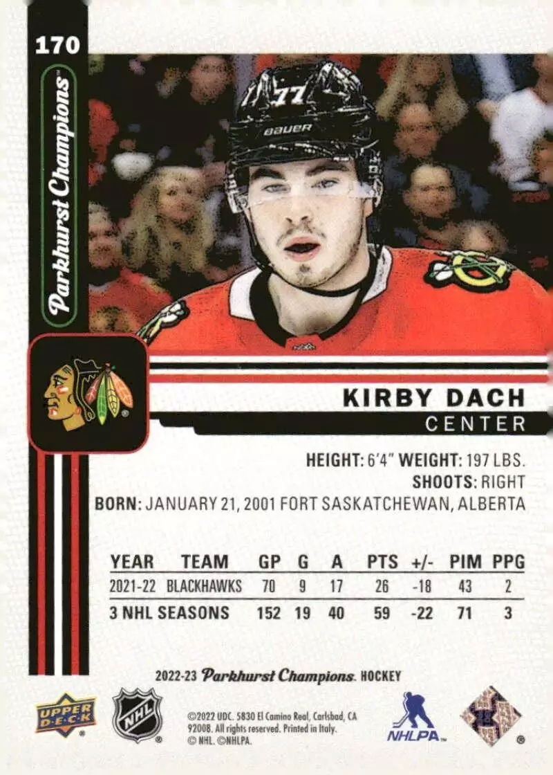 2022-23 Parkhurst Champions #170 Kirby Dach 1