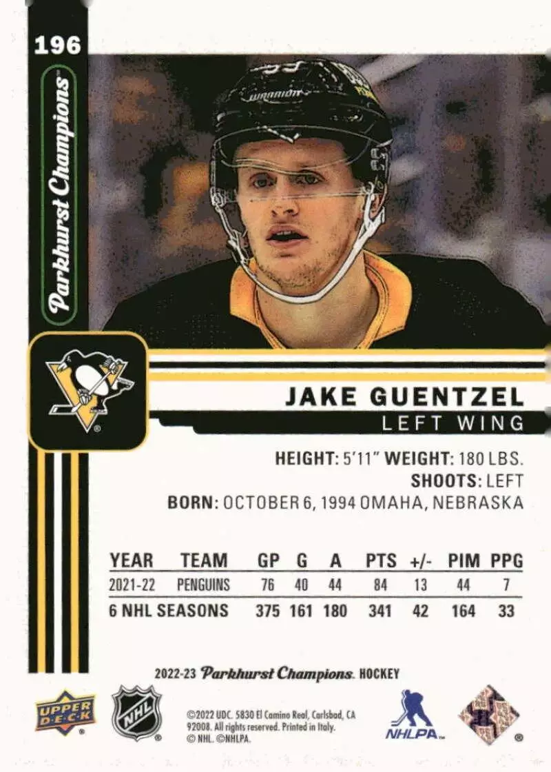 2022-23 Parkhurst Champions #196 Jake Guentzel 1