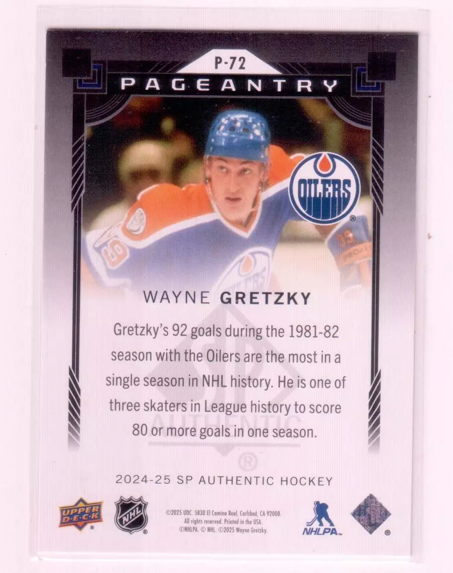 2024-25 SP Authentic Pageantry #P72 Wayne Gretzky 1